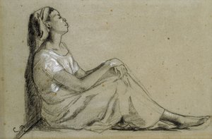 Jeune femme noire assise, 1855-57 - Camille Jacob Pissarro