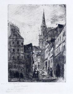 La Rue Malpalue à Rouen, vers 1885 - Camille Jacob Pissarro