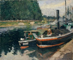 Bateaux de charge dans le port de Pontoise
