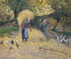 Paysans soulevant de la paille, Montfoucault, 1875