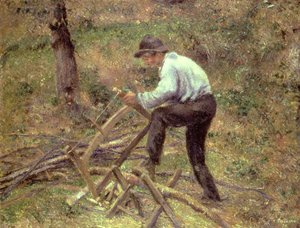 Père Melon sciant du bois, Pontoise, 1879 - Camille Jacob Pissarro