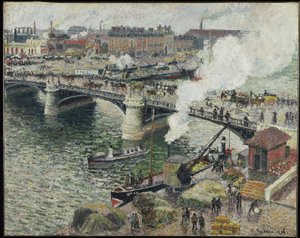 Pont Boieldieu à Rouen, temps humide, 1896 - Camille Jacob Pissarro