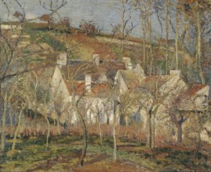 Toits rouges, coin de village, hiver, 1877 - Camille Jacob Pissarro