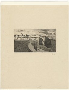 Crépuscule avec meules