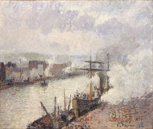 Bateaux à vapeur dans le port de Rouen, 1896 - Camille Jacob Pissarro