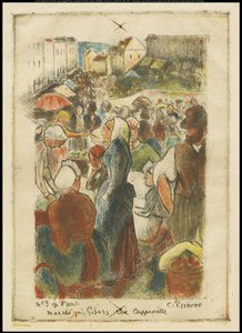Le marché de Gisors, rue Cappeville, vers 1894 - Camille Jacob Pissarro