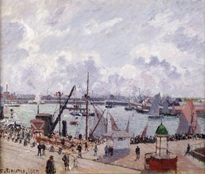 Le port extérieur du Havre, Quai de Southampton, le bateau de Honfleur quittant le port - Camille Jacob Pissarro