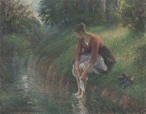 Femme se baignant les pieds dans un ruisseau, 1894-95 - Camille Jacob Pissarro