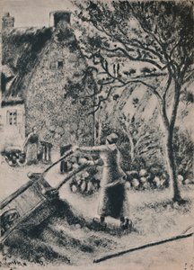 Femme vidant une brouette, vers 1880, 1946 - Camille Jacob Pissarro