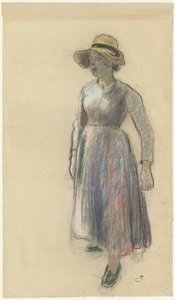 Jeune paysanne avec un chapeau de paille - Camille Pissarro