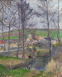 Bords de la Viosne à Osny, temps gris, hiver - Camille Pissarro