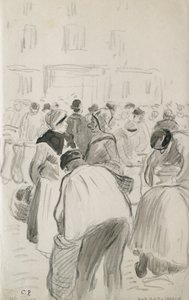 Étude compositionnelle du marché à Pontoise - Camille Pissarro