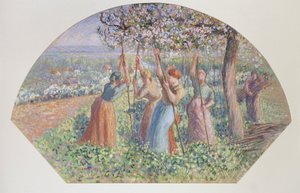 Conception pour un éventail: Les tuteurs de pois, 1890 - Camille Pissarro