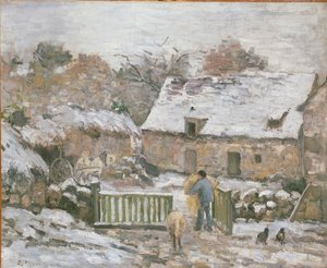 Ferme à Montfoucault : Effet de neige, 1874-1876 - Camille Pissarro