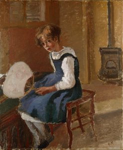 Jeanne tenant un éventail, vers 1873 - Camille Pissarro