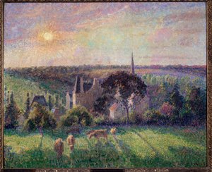 Paysage à Éragny, église et ferme - Camille Jacob Pissarro