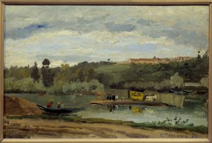 Le bac à la Varenne Saint-Hilaire - Camille Jacob Pissarro