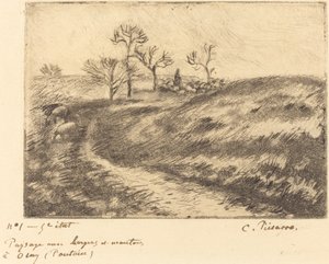 Paysage avec berger et moutons à Osny - Camille Pissarro