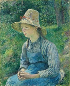 Jeune paysanne avec un chapeau de paille - Camille Pissarro