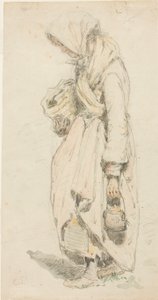 Paysanne (recto) ; garçon avec une canne à pêche (verso) - Camille Pissarro