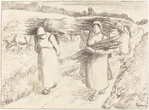 Paysannes portant des fagots - Camille Pissarro
