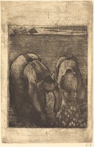 Paysannes dans un champ de haricots - Camille Pissarro
