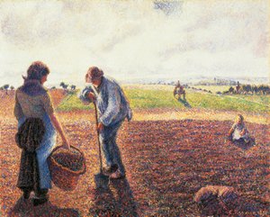 Paysans dans les champs, Eragny - Camille Pissarro