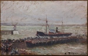 Navire entrant dans le port du Havre - Camille Jacob Pissarro