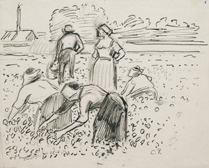 Étude de cinq paysans travaillant dans un champ, 1887 - Camille Pissarro