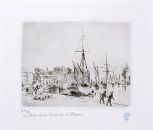 Le port près de la douane à Rouen - Camille Jacob Pissarro