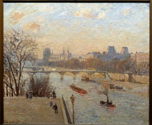 Le Louvre et le Pont des Arts à Paris Peinture de Camille Pissarro (1830-1903) XIXe siècle Reims, Musée des Beaux-Arts - Camille Jacob Pissarro