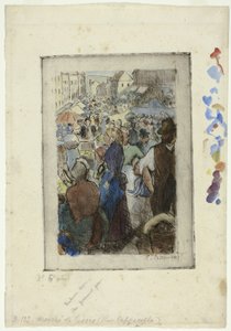 Le Marché à Gisors ; Rue Cappeville - Camille Pissarro