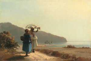 Deux Femmes Bavardant près de la Mer, Saint-Thomas - Camille Pissarro