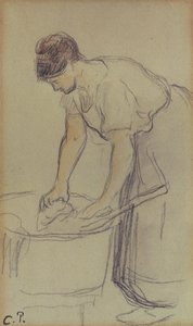 Femme lavant le linge - Camille Pissarro