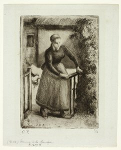 Femme à la porte - Camille Pissarro
