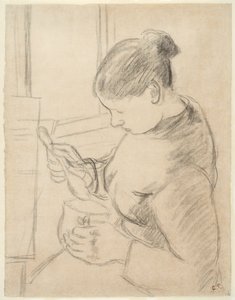 Jeune paysanne prenant son café - Camille Pissarro
