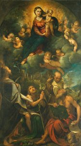 Madonna en gloire, ou Madonna avec enfant et saints - Camillo Boccaccino
