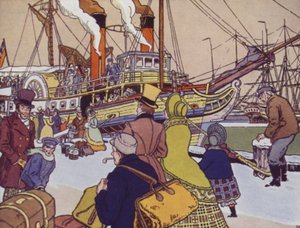 Un des premiers bateaux à vapeur canadiens (lithographie couleur)