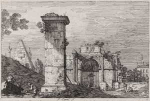 Paysage avec monuments en ruine, de la série Vedute (Vues) - Canaletto (Giovanni Antonio Canal)