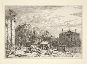 Le marché à Dolo, de la série Vedute (Vues) - Canaletto (Giovanni Antonio Canal)