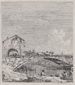Le chariot passant sur un pont, de la série Vedute (Vues) - Canaletto (Giovanni Antonio Canal)