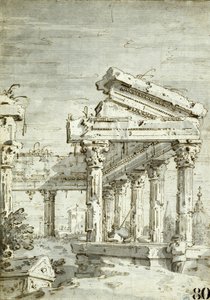 Caprice : Un temple classique en ruines - Canaletto