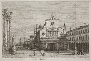 Vue imaginaire de S. Giacomo di Rialto [en haut à droite] - Canaletto