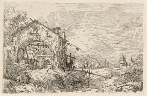 Paysage avec une femme à un puits - Canaletto