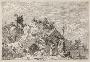 Paysage avec le pèlerin en prière, vers 1735-1746 - Canaletto