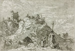 Paysage avec le pèlerin en prière, de Vedute - Canaletto