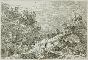 Paysage de montagne avec cinq ponts, de Vedute - Canaletto
