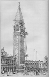 Le Campanile de Saint-Marc en réparation en 1745 - Giovanni Antonio Canal
