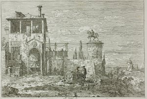 Le monument équestre, des Vedute - Canaletto