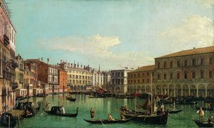 Le Grand Canal, Venise, vers le sud vers le pont du Rialto, 1730s - Giovanni Antonio Canal